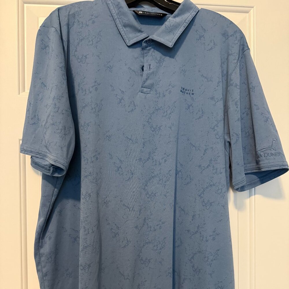 mens travis matthew polo kiva dunes golf blue polo size Xxl